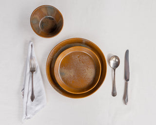HAAND Skali Coupe 3-Piece Dinner Setting – Handcrafted Porcelain Place Setting