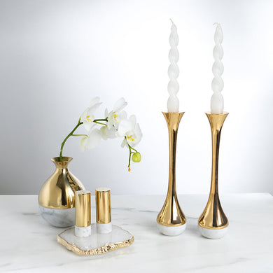 Coluna Dual Marble and Gold Salt & Pepper Shaker