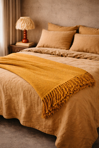Desierto Mustard Handloom Wool Throw Blanket