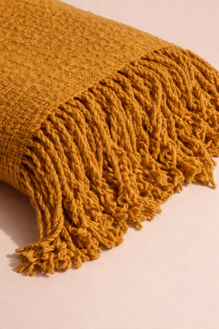 Desierto Mustard Handloom Wool Throw Blanket