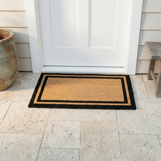 Double Black Border Natural Coir Doormat