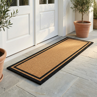 Double Black Border Natural Coir Doormat