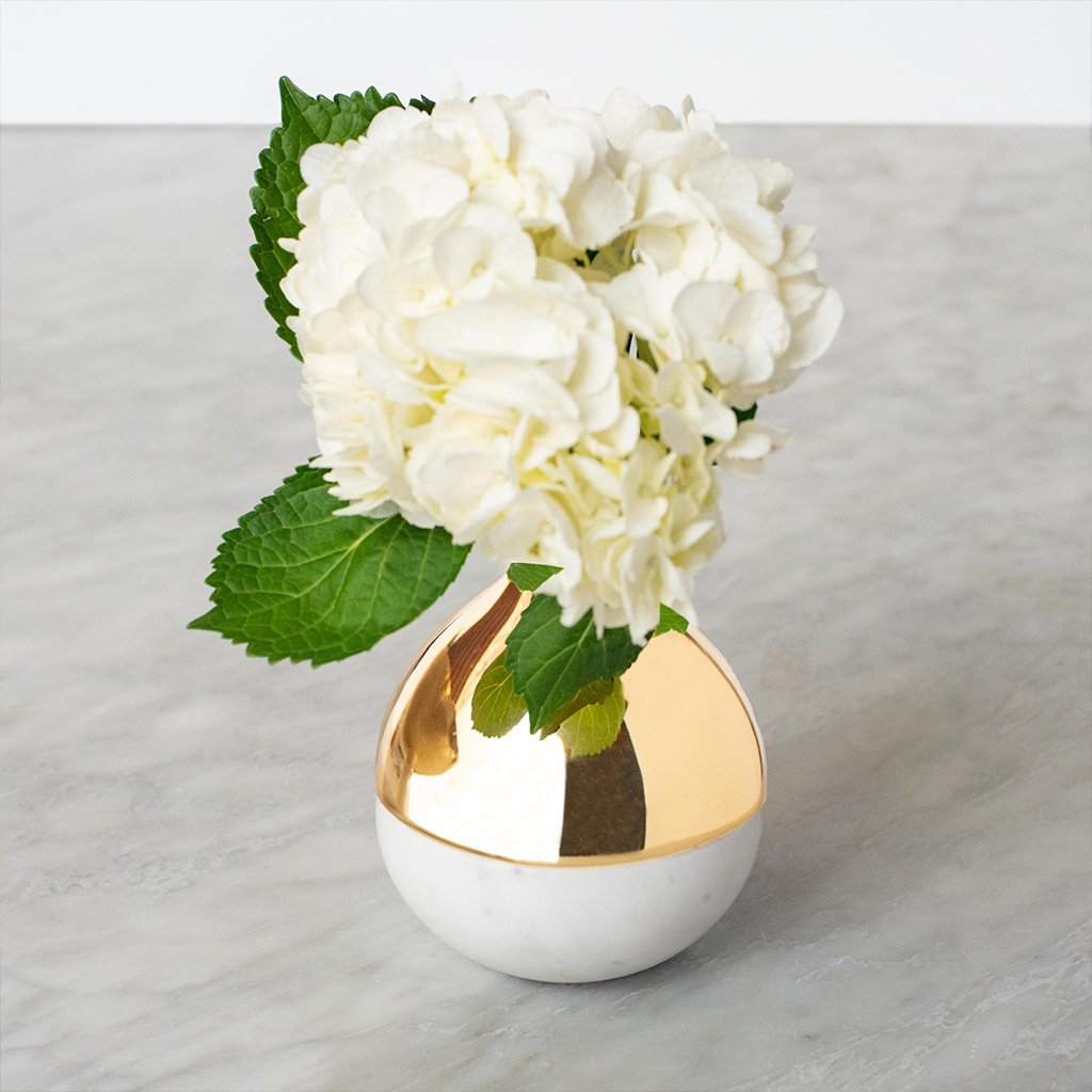 Coluna Marble & Gold Dual Bud Vase