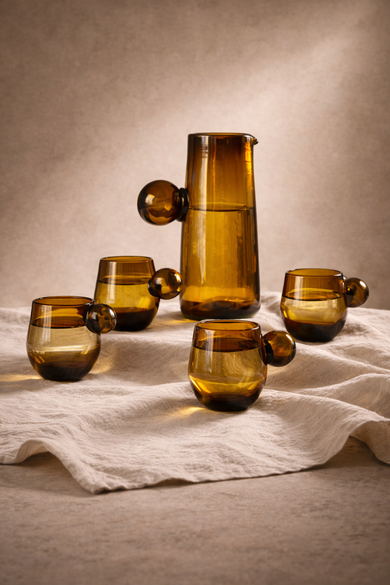 Roo Amber Recycled Glasses Set of 4