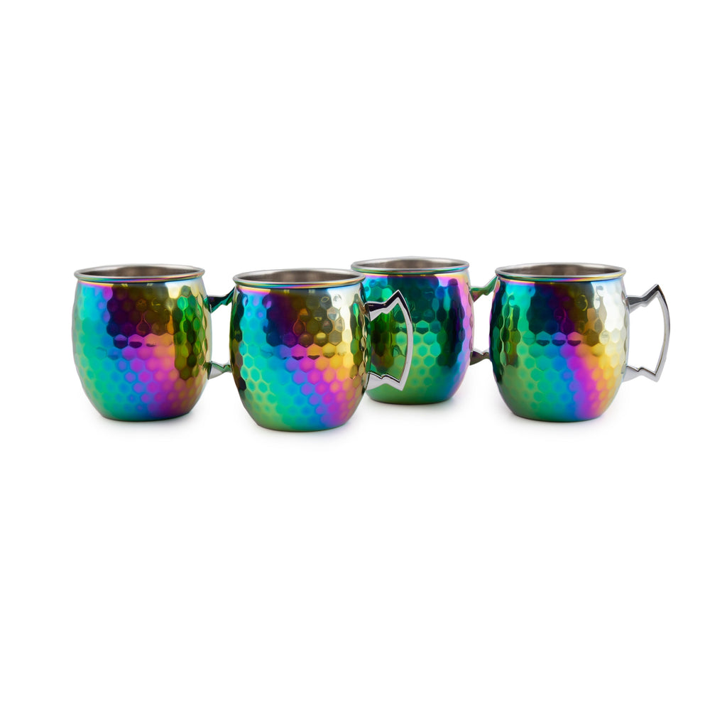 Cambridge Hammered Rainbow Moscow Mule Mugs, Set of 4, stainless steel (view 3)