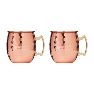 Cambridge Faceted Copper Moscow Mule Mugs - Set Of 2, stainless steel