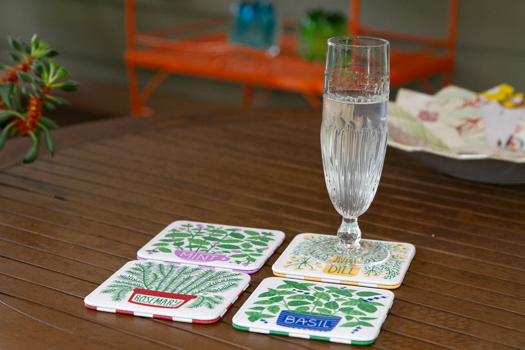 Homegrown Herbs Botanical Coasters – Set of 4