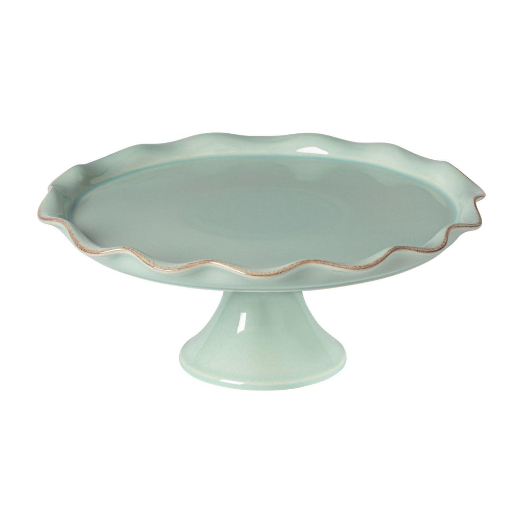 COSTA NOVA Cook & Host Footed Plate, White / Robin's Egg Blue – Elevated Serving Plate