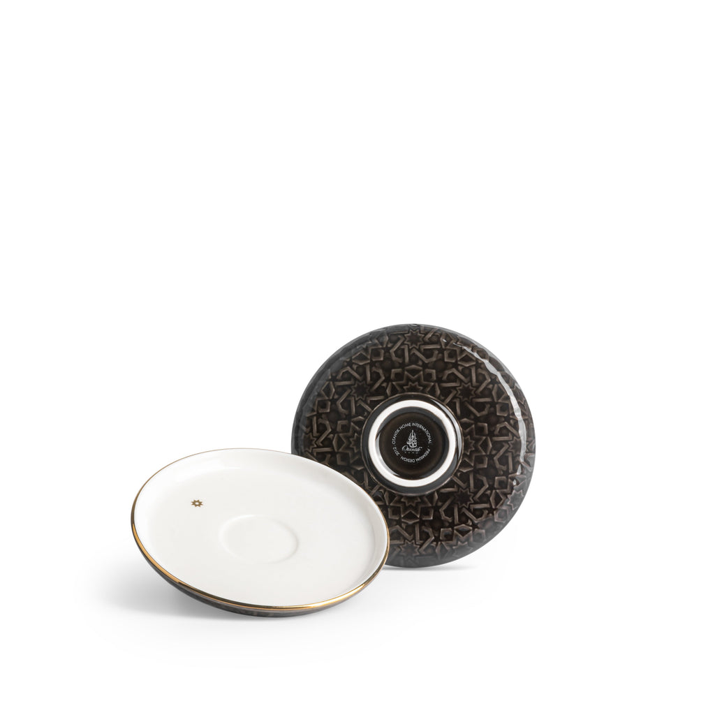 Crown Espresso Turkish Coffee Cups 12-Pc – Black & Gold, Luxury Coffee Cup Set