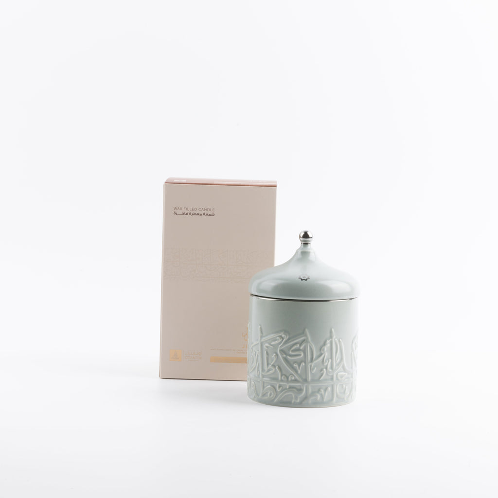 Jiwar Medium Candle Sea Rose – Mint Green & Silver | Elegant Home Décor