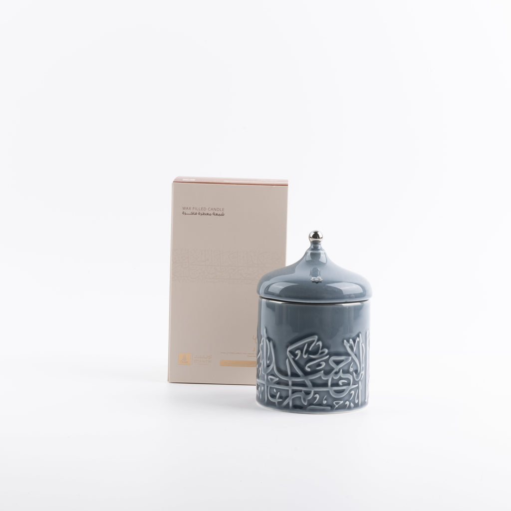 Jiwar -  Medium Candle| Minty Wood - Haze Blue & Silver