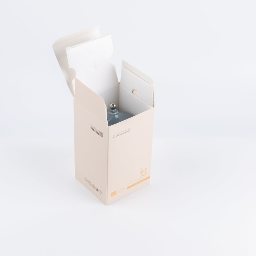 Jiwar -  Medium Candle| Minty Wood - Haze Blue & Silver