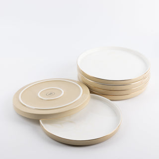 Jiwar Dessert Serving Plates Ivory & Gold | Elegant Serveware