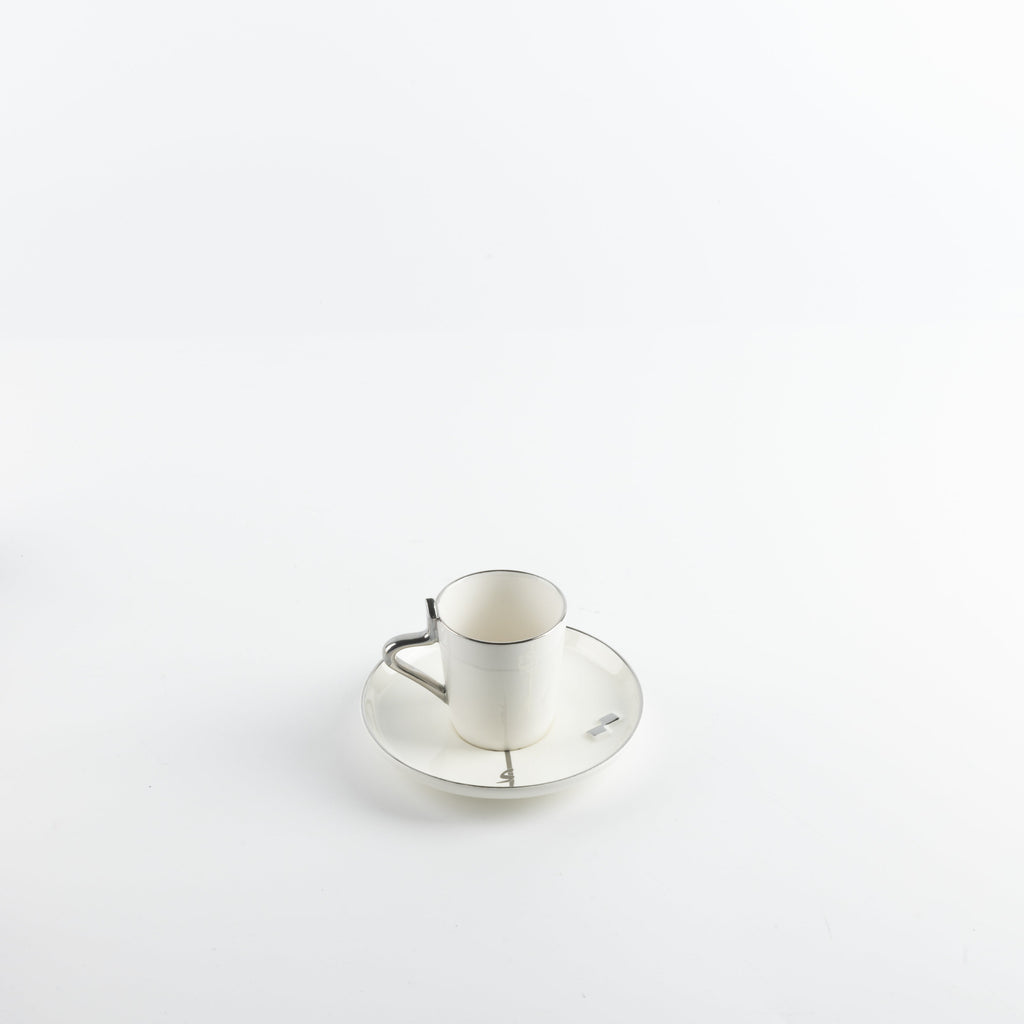 Liqa'a - Espresso/Turkish Coffee Set (12-Pc)- Pearl White & Silver