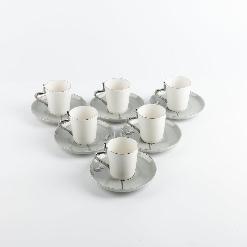 Liqa'a - Espresso/Turkish Coffee Set (12-Pc)- Grey & Silver