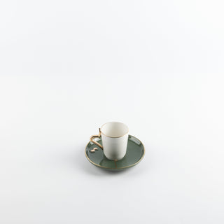 Liqa'a - Espresso/Turkish Coffee Set (12-Pc)- Olive Green  & Gold