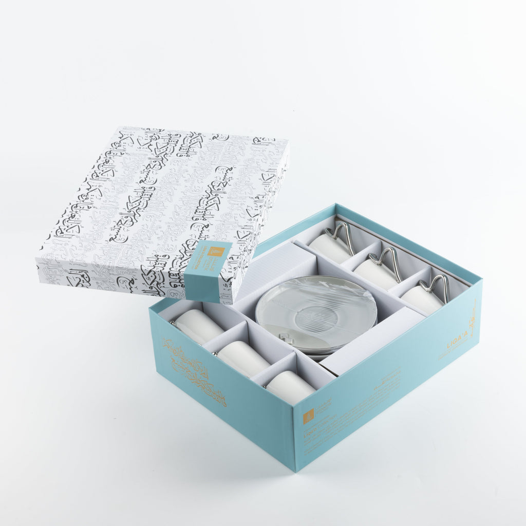 Liqa'a - Cappuccino Set (12-Pc) - Grey & Silver