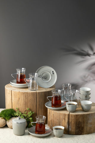 Liqa'a - Tea Set (19-Pc) - Grey & Silver