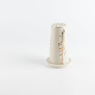 Liqa'a -  Small Lantern Candle Holder  - Beige & Gold