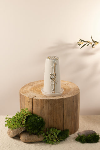 Liqa'a -  Small Lantern Candle Holder  - Beige & Gold