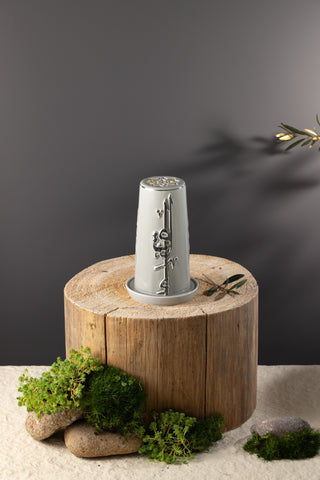 Liqa'a -  Small Lantern Candle Holder - Grey & Silver