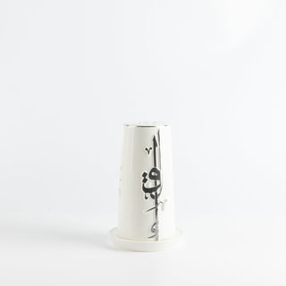 Liqa'a - Medium Lantern Candle Holder - Pearl White & Silver