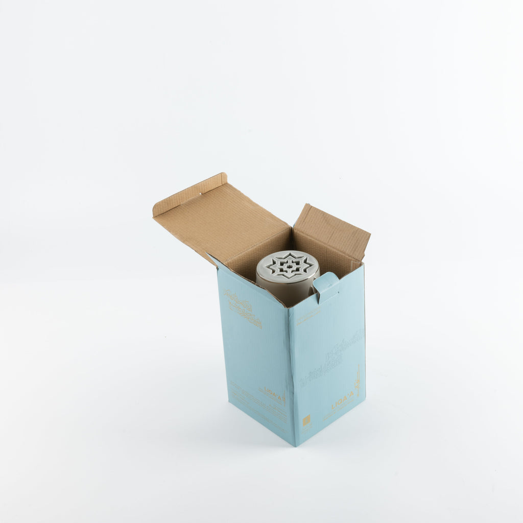 Liqa'a - Medium Lantern Candle Holder - Grey & Silver