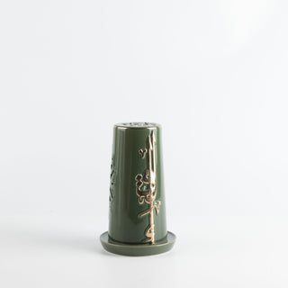 Liqa'a - Medium Lantern Candle Holder - Olive Green  & Gold