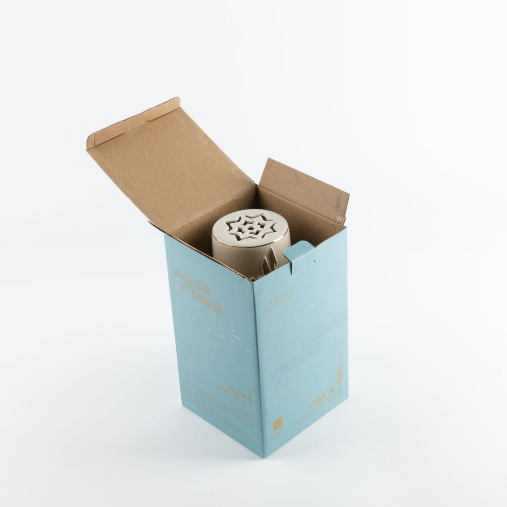 Liqa'a - Large Lantern Candle Holder  - Beige & Gold