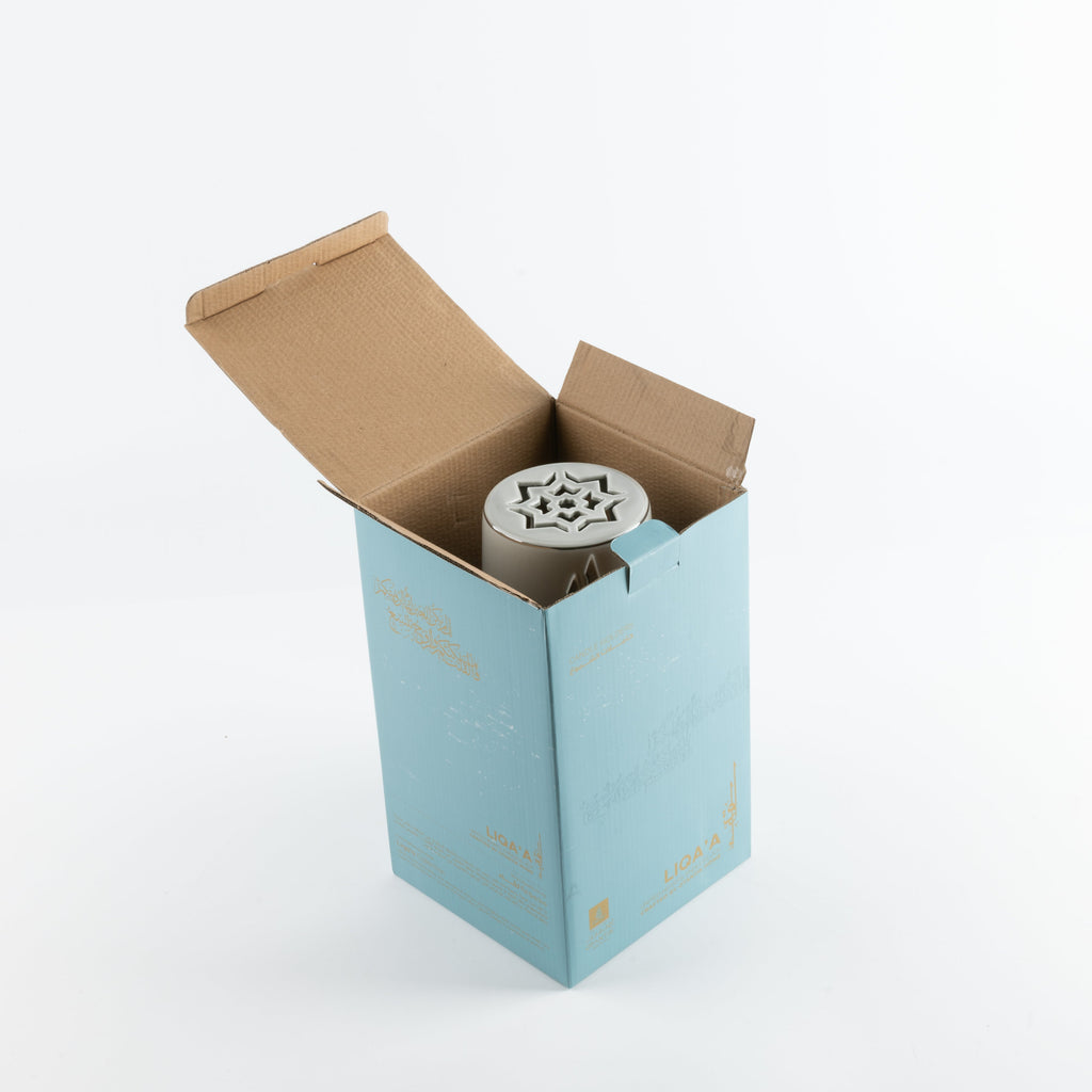 Liqa'a - Large  Lantern Candle Holder  - Grey & Silver