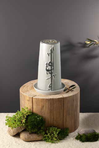 Liqa'a - Large  Lantern Candle Holder  - Grey & Silver