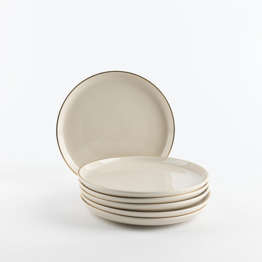 Liqa'a - Dessert Serving Plates - Beige & Gold