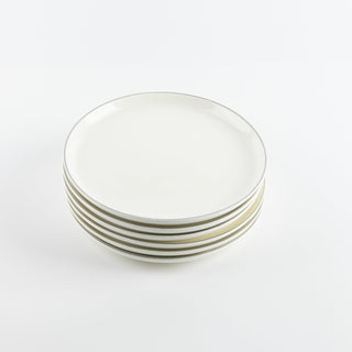Liqa'a - Dessert Serving Plates - Pearl White & Silver