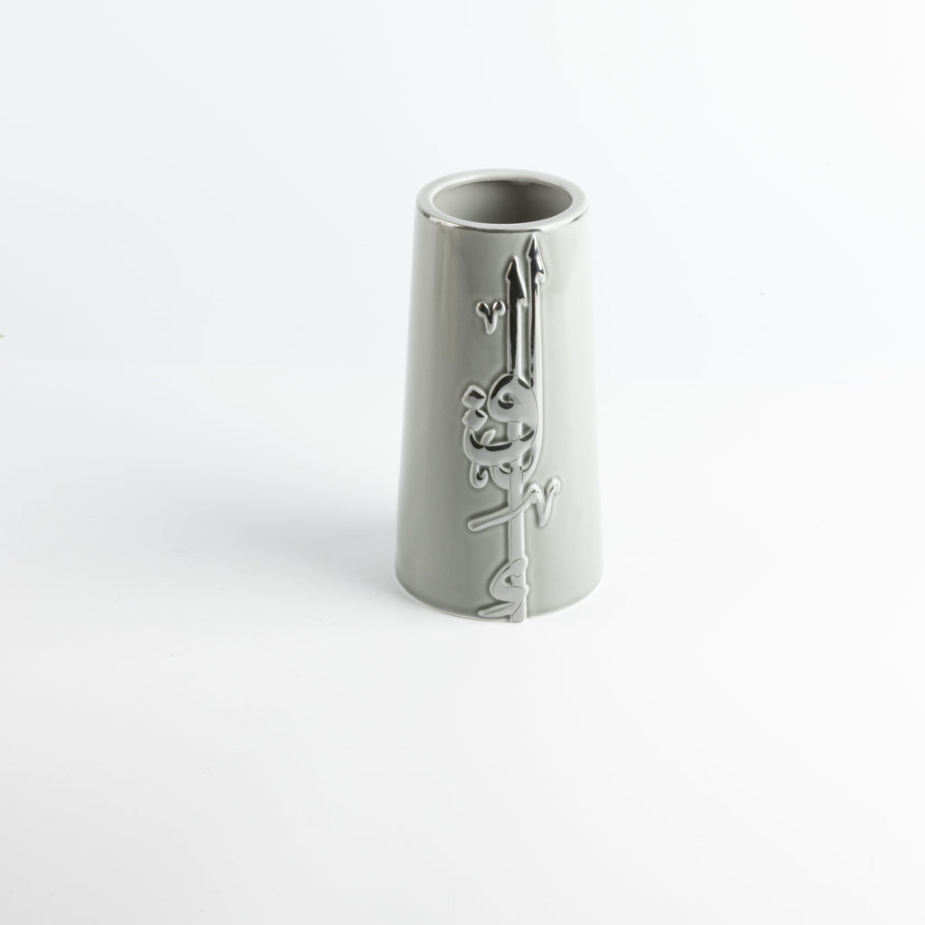 Liqa'a - Medium Decorative Vase - Grey & Silver