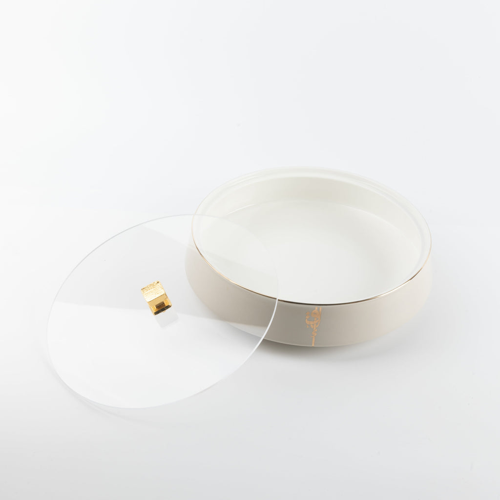 Liqa'a - Large Decorative Canister - Beige & Gold