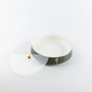 Liqa'a - Large Decorative Canister - Olive Green  & Gold