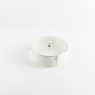 Liqa'a - Medium Decorative Canister - Pearl White & Silver