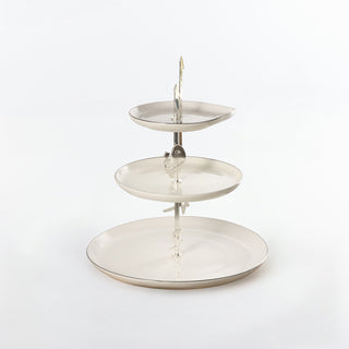 Liqa’a 3-Tier Serving Plate – Pearl White & Silver