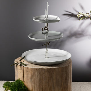 Liqa'a - 3 Tier Plate - Grey & Silver