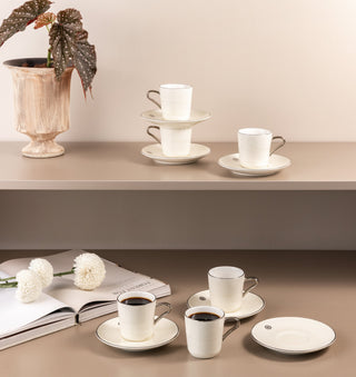 Mirral - Espresso/Turkish Coffee Set (12-Pc) - White & Silver