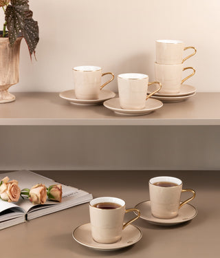 Mirral - Cappuccino Set (12-Pc) - Beige & Gold