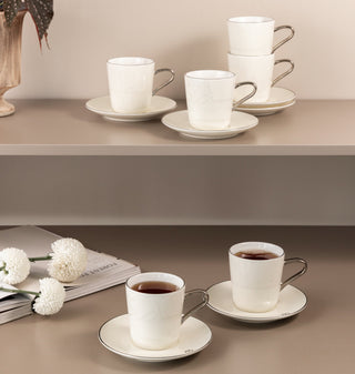 Mirral - Cappuccino Set (12-Pc) - White & Silver