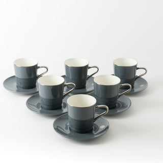 Mirral - Cappuccino Set (12-Pc) - Dark Blue & Silver
