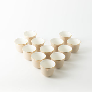 Mirral - Arabic Coffee Cups Set (12-Pc) - Beige & Gold