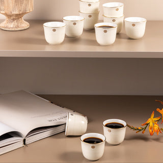 Mirral - Arabic Coffee Cups Set (12-Pc) - White & Gold
