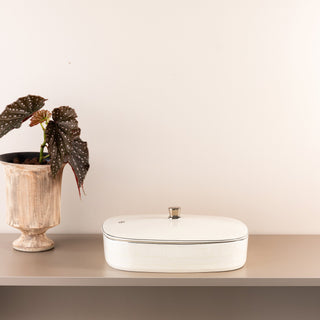 Mirral - Large Decorative Canister - White & Silver