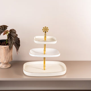 Mirral - 3 Tier Plate - White & Gold