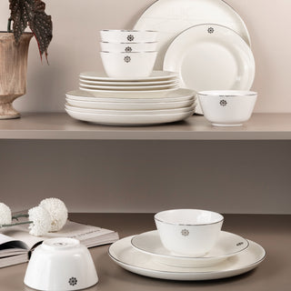Mirral - Dinner Set (18-Pc) - White & Silver