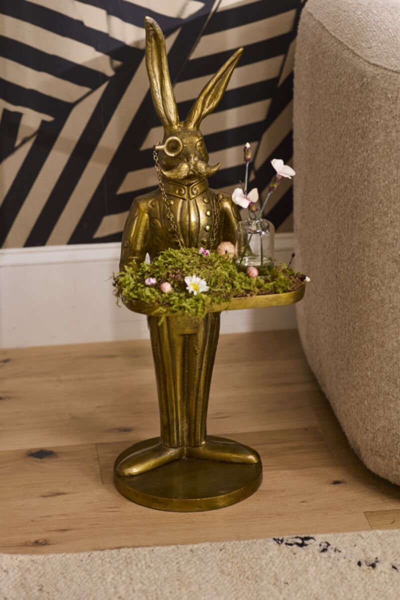 Eric Rabbit Butler Stand with Serving Tray – Antique Gold