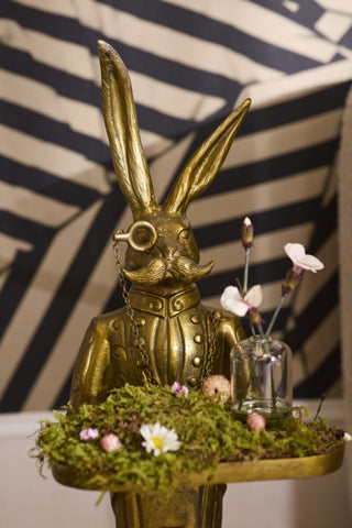 Eric Rabbit Butler Stand with Serving Tray – Antique Gold